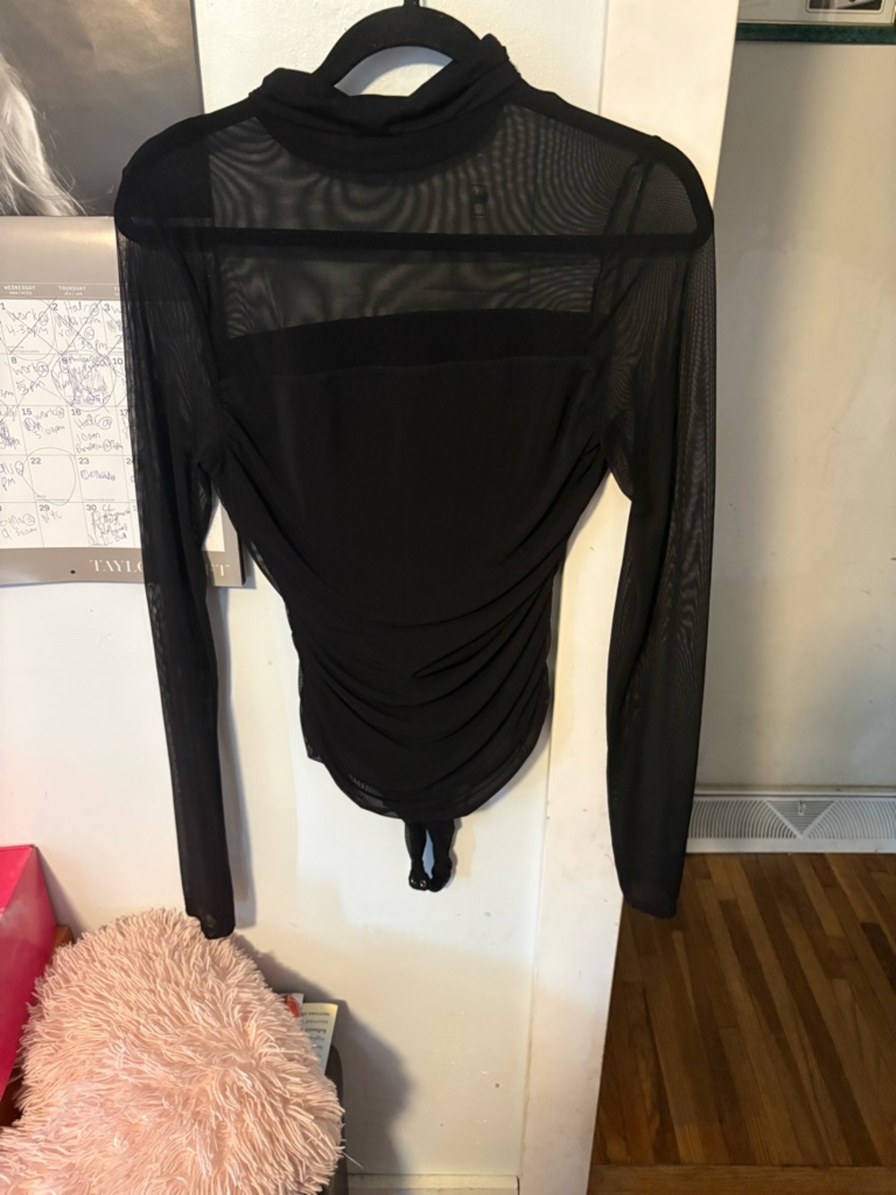 Amazon Black Sheer Long-Sleeve Bodysuit with Turtleneck.
